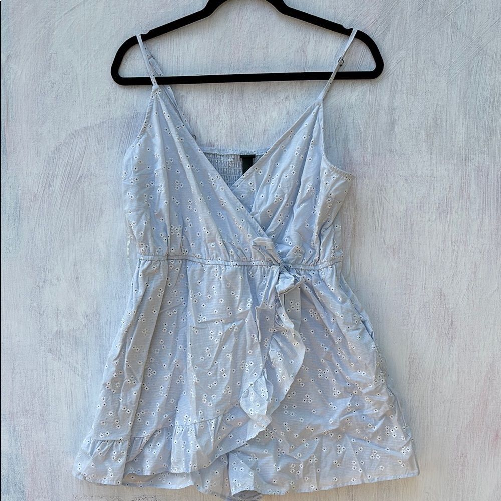 wild fable Light Blue jumpsuit floral dress lined summer outfit Large